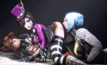  3d 3d_animation 3girls animated ass blue_hair borderlands borderlands_2 brown_hair clothed fugtrup gaige gif goggles hair looking_back mad_moxxi makeup maya_(borderlands) multiple_girls no_panties non_nude pussylicking red_hair tattoo yuri 