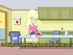 alien american_dad animated animated_gif blond doughnut food gif laura_van_der_booben office roger_(american_dad) seductive text