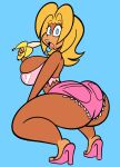 1girl 2022 5_fingers 5_toes banana beauty_mark big_ass big_breasts blonde_hair blue_eyes booty_shorts bubble_ass bubble_butt candy_kong cosplay cute donkey_kong_(series) donkey_kong_country fruit high_heels insanely_hot looking_at_viewer looking_back marina_williams mole nintendo oboithisisfunky pink_booty_shorts pink_heels pink_short_shorts pink_shorts pink_tank_top sexy sexy_ass sexy_body sexy_breasts sexy_pose short_shorts shorts sideboob smelly_ass squat squatting tagme tan tan_body tan_line tan_skin tan_skinned_female tank_top voluptuous wide_hips