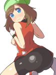  1girl ass bandanna big_ass bike_shorts blue_eyes blush breasts brown_hair gloves haruka_(pokemon) huge_ass may may_(pokemon) momogesomaru nintendo nipples pokemon sideboob 