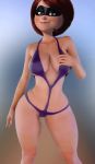  3d big_breasts bikini breasts brown_hair cartoon disney elastigirl mask masked pixar posing pov tagme the_incredibles wide_hips 