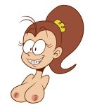 breasts brown_hair luan_loud nickelodeon nipples ponytail scobionicle99 smile the_loud_house