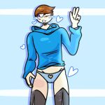 1cuntboy blue_eyes blue_hoodie blue_panties blue_sweater brown_hair cameltoe cuntboy cuntboy_only dave_and_bambi_mod daves_fun_algebra_class davesona dennis_(shikonaka15) hearts hime_cut hoodie horny horny_cuntboy mosaic_censoring no_pants oc original panties peace_sign prosthetic_legs ringisfl3shlight short_hair v