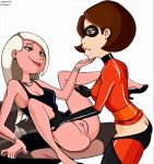 2_girls 2girls ass bottomless duo erect_clitoris female female/female female_only helen_parr mask mirage_(the_incredibles) no_panties partially_clothed pussy shaved_pussy the_incredibles thighs yuri