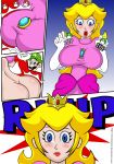 ass ass_expansion big_ass big_breasts breast_expansion breasts comic luigi nintendo nipples princess_peach super_mario_bros. toontinkerer x-ray