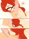  1boy 1girl comic freckles glasses licking lips lizombie penis self_portrait tongue 