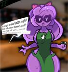 1girl big_ass big_breasts curvy curvy_female green_apron heart-shaped_pupils iced_latte_with_breast_milk monster_girl purple round_ass round_breasts sexual sexually_suggestive slime_girl starbucks_breastmilk_meme suggestive thicc thick wafflecopter