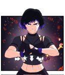  1girl abs athletic_female bandai_namco big_breasts black_and_purple_hair cleavage daigo_(artist) female_abs female_only fit_female meme namco namco_bandai purple_eyes reina reina_(tekken) reina_mishima tekken tekken_8 