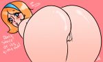 1girl anus ass blue_eyes blush bubble_butt dexter's_laboratory hairband hairless_pussy lisa_the_babysitter long_hair looking_back nude orange_hair pussy wide_hips