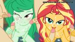 2girls 5boys big_penis bukkake cum_on_body cum_on_face equestria_girls facial group_sex my_little_pony orgy ponetan sunset_shimmer wallflower_blush