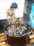 absurd_res bath blonde_hair blue_eyes breasts cinderella clothed_on_nude disney fuckit_(artist) lady_tremaine oral princess_cinderella stepmother