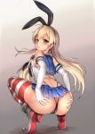  1girl ass blonde_hair cameltoe cute dai55593 kantai_collection long_hair looking_at_viewer looking_back miniskirt shimakaze shimakaze_(kantai_collection) 