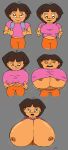  backpack backpack_(dora_the_explorer) breast_expansion breasts brown_eyes brown_hair dark-skinned_female dora_marquez dora_the_explorer huge_breasts latina mexican nick_jr. nickelodeon 