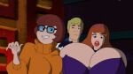 2_girls ascot bimbo black_eyes blonde_hair brown_hair daphne_blake earrings freddy_jones gigantic_breasts orange_hair scooby-doo sexy sexy_ass sexy_body sexy_breasts surprise velma_dinkley woot yuri