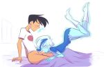 1boy 1girl bed crossover danny_fenton danny_phantom fellatio ghoul_school herny nickelodeon oral penis phantasma_phantom scooby-doo