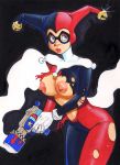 1girl barry_blair blue_eyes breasts dc_comics harley_quinn mask nipples torn_clothes