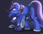  alicorn alicorn_princess biting_lip black_hair black_mane cutie_mark dark_blue_fur equid equine fan_character friendship_is_magic from_behind hasbro horse lip_biting mistydash mlp_oc my_little_pony princess_luna princess_luna_(mlp) 