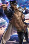 1boy alternate_version_available erect_penis erection jojo's_bizarre_adventure jotaro_kujo male male_nipples male_only muscular_male pecs pectorals penis sakimichan stand_(jojo) star_platinum stardust_crusaders testicle toned_male