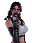  1girl alluring blowing_kiss female_abs final_fantasy final_fantasy_vii final_fantasy_vii_remake fingerless_gloves gif hot insanely_hot julia_chang leg_ring namco night_sky sexy square_enix tank_top tekken tekken_7 tifa_lockhart_(cosplay) voluptuous 