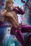  1girl artist_signature erect_penis erection giorno_giovanna golden_wind jojo&#039;s_bizarre_adventure male male_nipples male_only muscular_male pecs pectorals penis sakimichan solo_male uncensored vento_aureo 