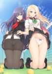 ecchi flashing panties pantyhose school_uniform skirt tennis_court