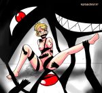  1girl bdsm blush bondage bound female fullmetal_alchemist highres homunculus okamisaga pride_(fma) riza_hawkeye spread_legs sweat wulfsaga 