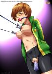 1girl ball_gag big_breasts bondage breasts chie_satonaka dildo dildo_in_pussy female_only glasses nipple_clamps nipple_piercing nipples open_clothes palcomix persona persona_4 piercing pussy pussy_juice satonaka_chie shin_megami_tensei short_hair slavetoon slavetoon* solo_female tagme