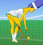 ass bending_over bottomless evilweazel_(artist) marge_simpson no_panties tennis the_simpsons thighs yellow_skin