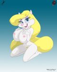 1girl animaniacs big_breasts blonde_hair breasts doug_winger edit erect_nipples furry gudvin long_hair minerva_mink nipples