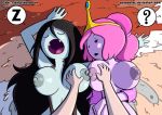 2_girls adventure_time big_breasts black_hair breast_grab breasts erect_nipples finn_the_human garabatoz grey_skin groping hair marceline pink_hair pink_skin princess_bubblegum sleep_molestation sleeping