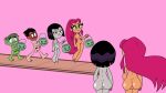  2_girls 2boys 2girls2boys ass beast_boy black_eyes black_hair breasts dc_comics feet green_eyes halloween halloween_bucket older older_female penis pink_hair pumpkin purple_eyes raven_(dc) robin smile starfire teen_titans_go walking young_adult young_adult_female young_adult_male young_adult_woman 