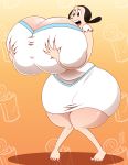  black_eyes black_hair breast_expansion butt_expansion gigantic_ass gigantic_breasts hourglass_figure milf olive_oyl popeye seriojainc surprised wtf 