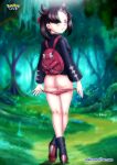 1girl ass bbmbbf black_hair blue_eyes blush looking_at_viewer looking_back marnie_(pokemon) nintendo palcomix panties partially_clothed partially_nude pokemon pokemon_(game) pokemon_sword_&_shield pokepornlive removing_clothes removing_panties