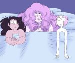  after_sex bedroom brown_hair cartoon_network crystal_gems embarrassing greg_universe looking_up messy_hair mff missgreeney nude pearl pearl_(steven_universe) pink_hair rose_quartz rose_quartz_(steven_universe) steven_universe threesome 