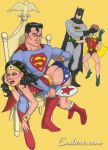 ass batman black_hair blush dc_comics endart paddle robin spank spanked spanking superman wonder_woman