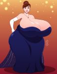  anastasia anastasia_nikolaevna anastasia_romanov belly_expansion blue_dress blue_eyes breast_expansion brown_hair butt_expansion earrings gigantic_ass gigantic_breasts hair_bun hand_on_hip milf necklace seriojainc sexy sexy_ass sexy_body tiara white_gloves 