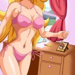 belly bikini breasts brown_hair head_out_of_frame mario_(series) midriff navel nintendo picture princess_daisy princess_peach silash super_mario_bros. super_mario_land