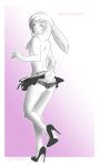  anthro clothed clothing crossdressing fur furry ghostblanketboy girly half-dressed high_heels josie_sweet lagomorph looking_at_viewer looking_back male mammal original original_character panties pink_eyes rabbit skirt topless underwear white_fur 