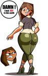 ass big_ass black_eyes breasts brown_hair brown_skin butt_crack capri_pants cartoon_network cosplay courtney_(tdi) dark-skinned_female freckles hourglass_figure huge_ass latina short_hair taylor_(the_ridonculous_race) the_ridonculous_race thick_ass thick_legs thick_thighs total_drama_island