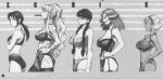  5girls anime arm_crossed balalaika black_hair black_lagoon blonde_hair breasts brunette cleavage curly_hair dark-skinned_female dark_skin doujinshi ecchi female female_only glasses hand_on_hip lingerie long_hair ponytail revy roberta_(black_lagoon) scar short_hair size_difference standing tattoo 