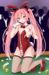 1boy bar_censor blush bunnysuit censored crossdressing cum cum_on_penis erection femboy heart-shaped_pupils kneel long_hair looking_at_viewer male male_only manana_(matoi1111) matoi-chan-kun penis pink_hair solo_focus stockings trap twin_tails