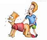 anal bart_simpson beastsexillustrated beavis beavis_and_butt-head doggy_position male/male male_only the_simpsons white_background yaoi