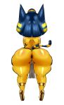  1girl 2020 animal_crossing animal_ears ankha ankha_(animal_crossing) anthro anthro_only ass ass_focus back bare_shoulders big_ass blue_hair bottom_heavy bubble_ass bubble_butt butt_focus cameltoe cat_ears cat_tail dat_ass domestic_cat egyptian erozer felid feline felis female_anthro female_only footwear fur furry furry_only huge_ass loincloth mammal multicolored_tail nintendo no_humans partially_visible_vulva platform_heels presenting presenting_hindquarters rear_view revealing_clothes sexy sexy_ass sexy_body short_hair shortstack simple_background solo_female standing striped_tail stripes tail thick_thighs thighs video_games white_background yellow_body yellow_fur 