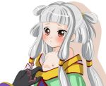  1girl blush code_geass flat_chest nipple_slip nipples ochanomizu_doggu red_eyes silver_hair solo tianzi 