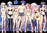  00s 1boy 6+girls aoi_sena ayase_kishimoto bad_id bad_pixiv_id beret black_hair blue_hair boxers bra chaos;head covering_crotch everyone flat_chest garter_belt glasses hat highres kishimoto_ayase kozue_orihara kusunoki_yua lingerie long_hair male_underwear multiple_girls nanami_nishijou nishijou_nanami nishijou_takumi one_side_up orihara_kozue panties pasties pink_hair purple_hair red_hair rimi_sakihata sakihata_rimi seira_orgel sena_aoi smile thighhighs underwear underwear_only v yua_kusunoki yukihanaok 