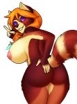  1girl 2015 5_fingers alpha_channel anthro ass bent_over big_breasts breasts ear_piercing facial_piercing fur furry furry-specific_piercing hair hand_on_butt harley_(theharmalarm) long_hair looking_at_viewer looking_back mammal muzzle_piercing nipples nose_piercing nude orange_hair piercing porin purple_eyes raccoon sideboob standing v voluptuous wide_hips 