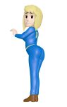 1girl 3d animated ass ass_shake blonde bodysuit breasts curvy fallout fallout_4 frown gif presenting shadman sideboob