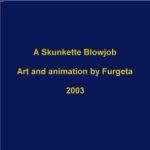 2003 animated anthro balls black_fur black_nose bodily_fluids breasts cum cum_in_mouth cum_inside cum_on_tongue duo erection fellatio female female_focus fur furgeta genital_fluids green_eyes grey_penis hair half-closed_eyes handjob humanoid_penis licking licking_penis low_res male male/female mammal mephitid nipples oral oral_penetration penetration penile penis penis_lick red_hair sex simple_background skunk solo_focus sound straight tongue tongue_out video webm white_background