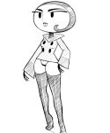 1girl boots brit_crust gloves greyimpaction monochrome my_life_as_a_teenage_robot nickelodeon panties short_hair thong