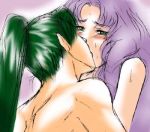  2girls arm arms art artist_request bare_arms bare_shoulders blush fire_emblem fire_emblem:_rekka_no_ken fire_emblem_7 fire_emblem_blazing_sword florina florina_(fire_emblem) friends green_hair hair hugging kissing lavender_hair long_hair love lyn lyndis lyndis_(fire_emblem) multiple_girls mutual_yuri neck nintendo nude pegasus_knight ponytail sweat upper_body yuri 